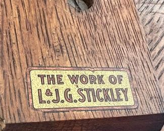 L & JG Clip Corner Table #580- Square Lower Shelf with Arches, Signed.  Mark.