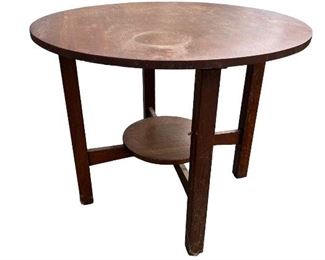 L & JG Round Table #579- Round Lower Shelf,  All Original, Signed White Decal. 36" in Diameter.