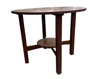 L & JG Round Table #579- Round Lower Shelf,  All Original, Signed White Decal. 36" in Diameter. Another View.