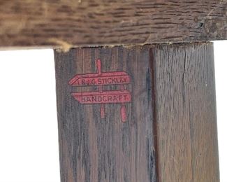 L & JG Round Table #579- Round Lower Shelf,  All Original, Signed. 36" in Diameter. Mark.