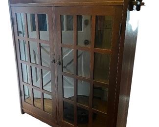 L & JG Stickley 2 Door Bookcase #645- Copper Hardware, Mortised and Keyed, Burned in Mark, "Work of L & JG Stickley." Additional Pics in Situ Above.