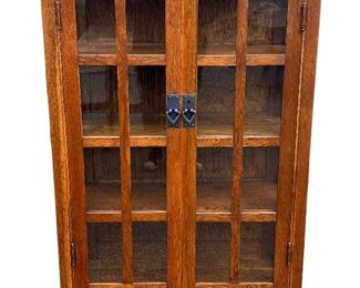 Gustav Stickley 2 Door China Cabinet- Signed on the Back.  Front View.