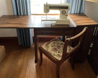 Kenmore Sewing Machine Table and Embroidered Chair