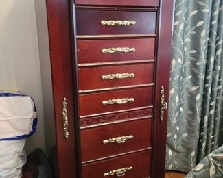 Cherry Wood Standing Jewelry Case