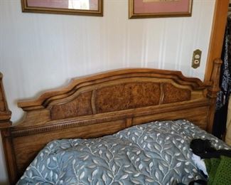 Gorgeous wood inlay full size bedframe