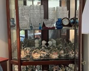 Corner Display Hutch, Assorted Collectibles