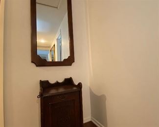 Mirror with Antique Fireplace Purdonium, Coal Storage Bin, Scuttle Box. (Repurpose as a slipper box, magazine storage, waste bin, toys box etc...)