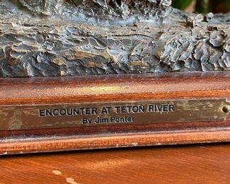 Jim Ponter "Encounter at Teton River" made from composite material.  Not a bronze sculpture.  18" W x 9"H