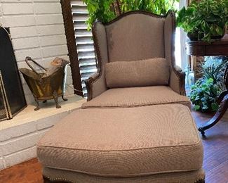 Wingback Chair with Ottoman 