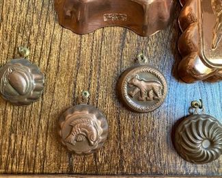 Vintage Copper Molds: Peach, Bear, Fish...