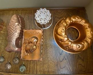 Vintage Copper Molds: Fish, Pineapple, Tomato...