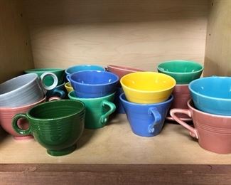 Vintage (older) Fiesta mugs - Harlequin design and Ring Handle design