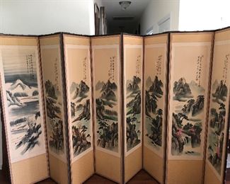Two sided 8 panel 138” oriental screen