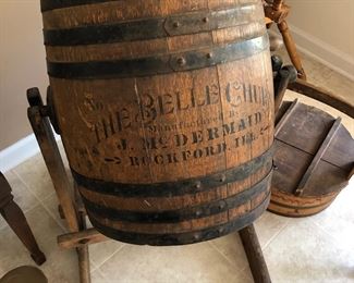 Antique The Belle Churn J McDermaid on stand 
