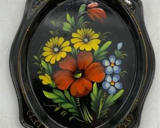 Vintage Russian Floral Toleware Tray
