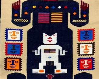Vintage Handmade Tribal Wool Rug
