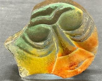 Signed Figural Art Glass Paperweight
