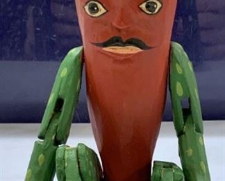 Hand Painted Carved Wood Chili Pepper Figural
