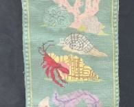 Needlepoint Shell Motif Wall Tapestry, Sgn
