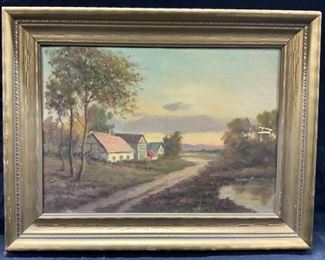 Framed Landscape Oil Painting
