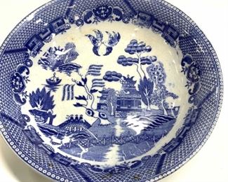 Canton Willow Flow Blue Asian Porcelain Bowl Japan
