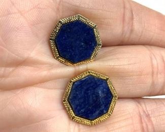 Gold Tone and Lapis Cufflinks in L&T Box
