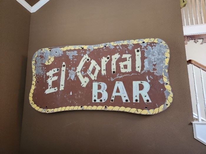 El Corral bar metal sign