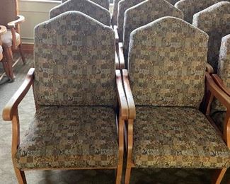Multiple chairs, protective upholstery.  various patterns