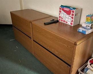 Lateral files with matching desk, credenzas and hutch.