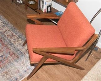 MCM Joybird chair!  Oh SO comfy!  7 back wood rungs, webbing seat & removable upholstered cushions:  $500.00