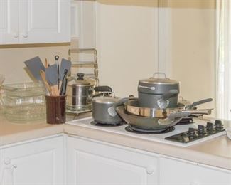 In this photo priced from $2.00 - $190.00  Magnalite Cookware (6) pcs. priced individually:  $12.00 - $90.00