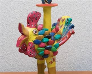 Vtg. hand crafted Mexican Folk Art candlestick:  $30.00