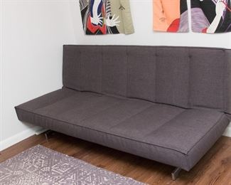 Charcoal gray sofa/bed w/chrome legs (15"h to seat, 33"h to back x 81"w):  $640.00