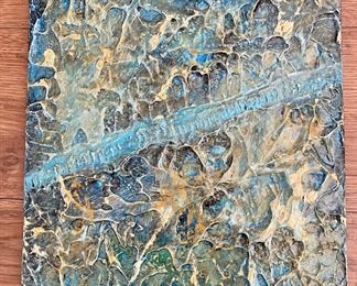 "RIO" Original Tim Laster (local artist).  Acrylic/Resin on wood (10" squared):  $60.00 ea.