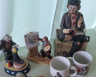 Emmett Kelly, Jr. clown figurines, mugs
