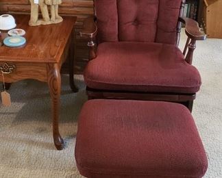 Glider rocker with stool, end table