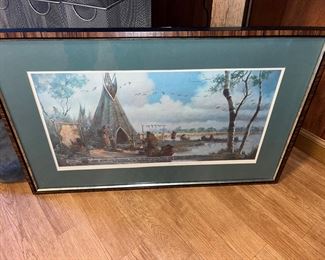 'The magnificent print contained in this folio is a reproduction of one of a series of eight original wall murals located inside the Tecumseh McDonald's. The paintings depict the colorful history of Chief Tecumseh, after whom the town was named in 1824.
Each print has been personally signed and numbered by the artist.
A strictly limited edition of 250 prints has been produced.
The artist commissioned for the work, Mr. Lee Beaman of Jackson, Michigan, is recognized nationally for his portraiture and landscapes.
Lee took his early training at the Chicago Art Institute, The American Academy of Art and The School of Illustration and Design in New York.
Upon completion of his studies, he worked as a commercial artist for The Stevens-Gross Agency of Chicago and The Illustrators Group of New York City.
Mr. Beaman now operates The Stone Village Studio of Jackson, Michigan, which he opened approximately 20 years ago.
His art has appeared in special showings across the country in such states as 