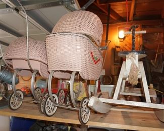 wicker dolls strollers, horse