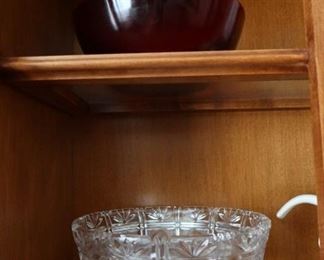 Vintage Ruby Red Bowl - Crystal Footed Bowl