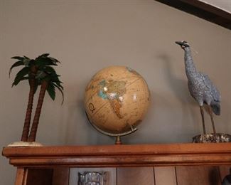 Globe -  Palm Tree -  Hand- Painted Crane