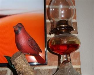 Hurricane Oil Lamp - Red Cardinal 