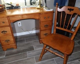 Hard Rock Maple Desk with Chair - Makes a great vanity as well.