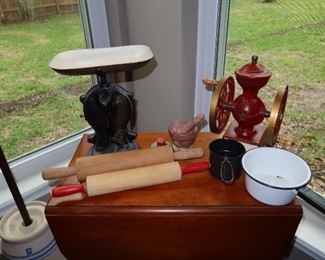 Antique Scale - Rolling Pins - Coffee Grinder