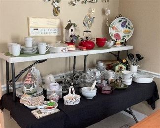 Kitchen, dishes, bird houses