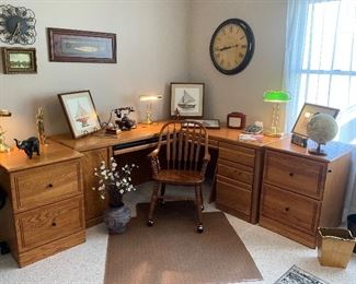 Office Furniture,  3  matching file cabinets, Office desk, art 