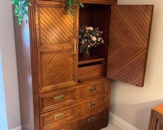 Thomasville, Modern, Bedroom set.  5 pieces. King Headboard, 2 Nightstands, Dresser w/mirror, Armoire