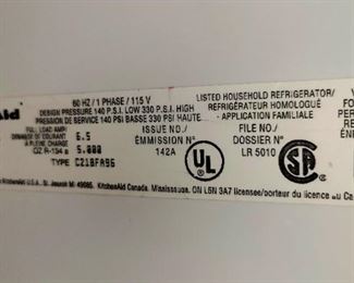 KitchenAid, Refrigerator / Freezer, 