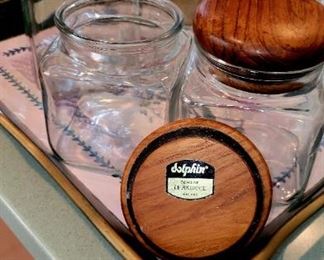 Kitchen Canisters, Dolphin, Teak Lids
