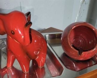 West Germany,  Kaiser, Porcelain Red Elephant, Red ashtray