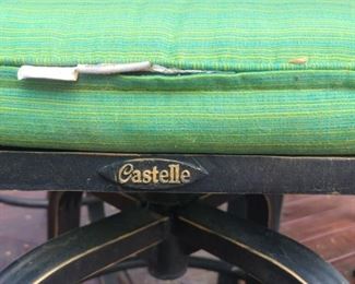 Castelle table top patio set with custom upholstery.